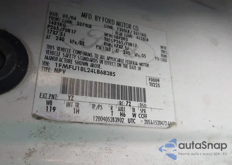 2004 Ford Expedition Eddie Bauer from USA, damaged, VIN 1FMFU18L24LB68385